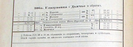 Расписание движения поездов с мая 1917 года