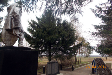 Воинское захоронение в деревне Новополево Глазуновского района, общий вид.